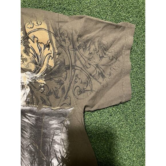 Chevy Trucks Wolf Animal Nature T Shirt Y2K Tribal Chevrolet Promo Olive Size M - Picture 3 of 11